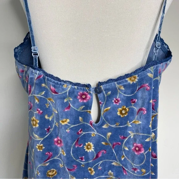 Vintage Victorias Secret Country Velour Velvet Ditsy Floral Lace Trim Tank Top - Picture 10 of 17